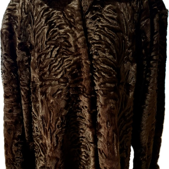 Lamb Karakul fur brown full cut Fabulous coat, long elegant size medium - Picture 3 of 16